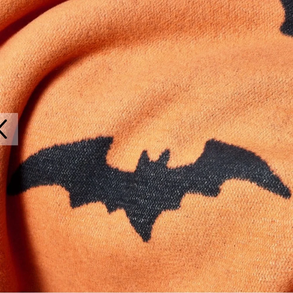 Pottery Barn Bat Sherpa Back Throw Blanket Halloween Cozy 50” x 60”